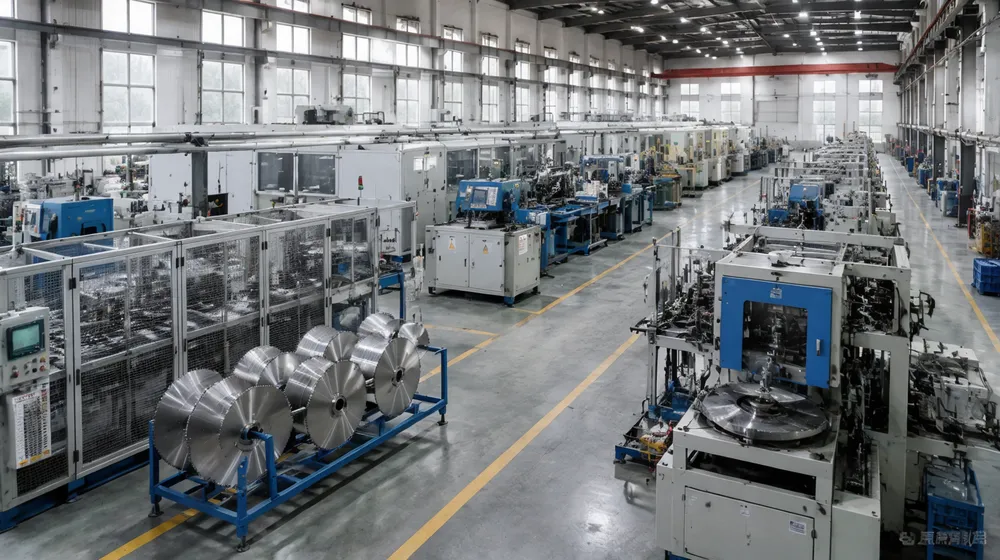 CLSEG 14,100 m² factory floor showing parallel production lines for diamond saw blade manufacturing
