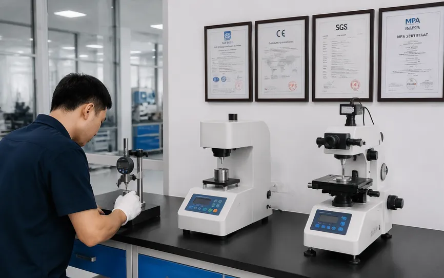 CLSEG quality control laboratory with diamond segment density testing and dimensional inspection equipment