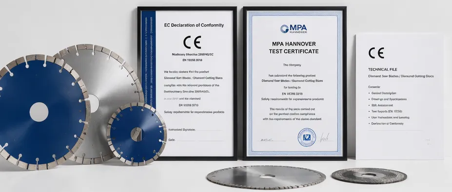 EU and UK diamond saw blade compliance standards including CE marking and MPA certification