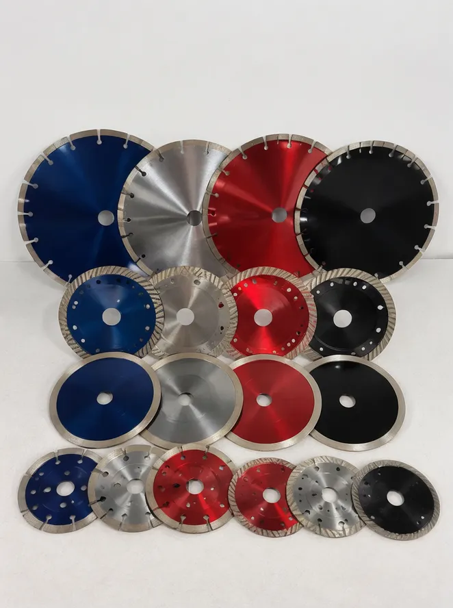 Full range of angle grinder diamond cutting discs from 105mm to 230mm