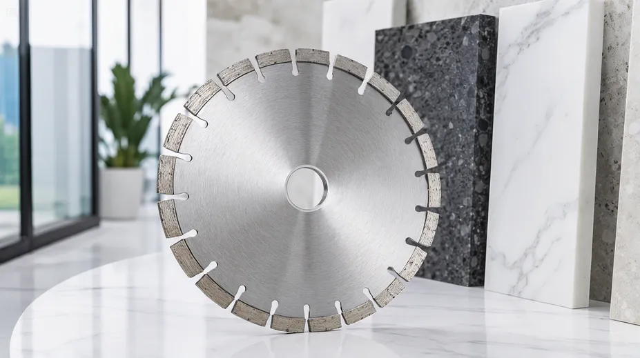 Thin-kerf diamond disc with narrow 1.2-1.6mm segments for precision cutting of expensive stone