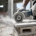 Dry cut diamond blade used on construction site with angle grinder