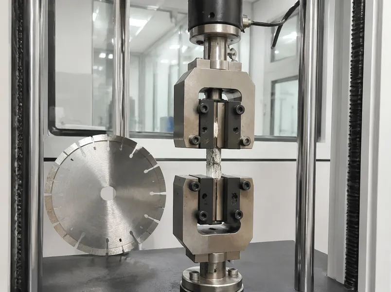 Destructive shear testing of laser-welded diamond blade segments in CLSEG quality lab