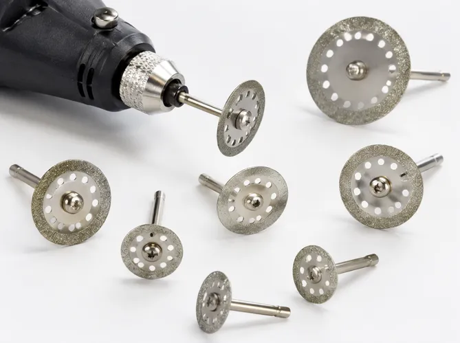 Small diameter electroplated diamond blade for precision rotary tool cutting