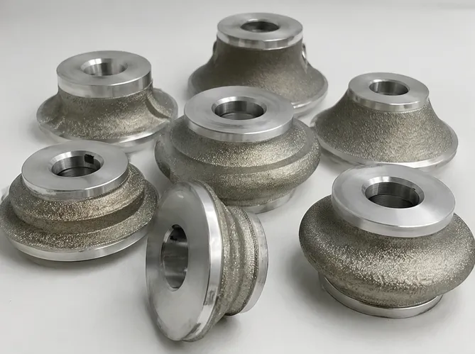 Electroplated diamond profile wheel for edge shaping and contour cutting