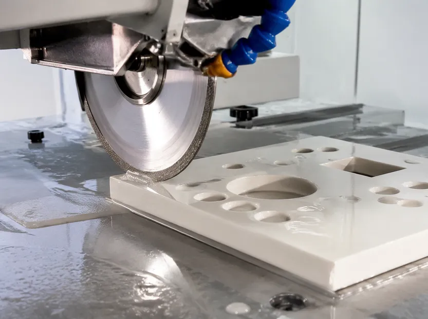 Precision electroplated blade making chip-free cuts on technical ceramic components