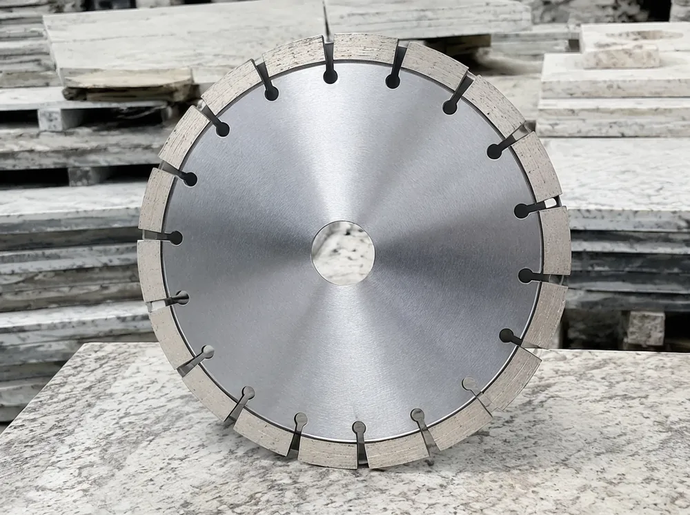 CLSEG granite diamond cutting disc showing sintered diamond segments designed for hard stone cutting