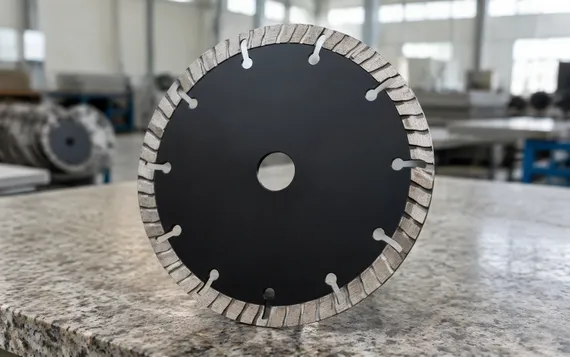 Turbo-wave rim granite diamond cutting disc with undulating geometry for reduced vibration