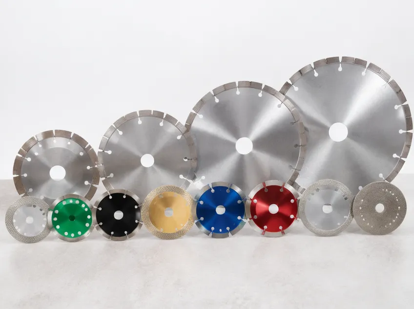 Diamond cutting discs product range from CLSEG factory, 105mm to 230mm diameter