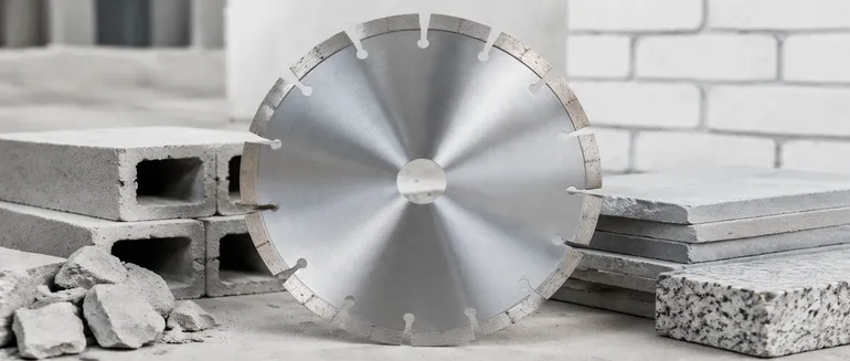 Segmented rim diamond blade with gullets for debris clearance in concrete cutting