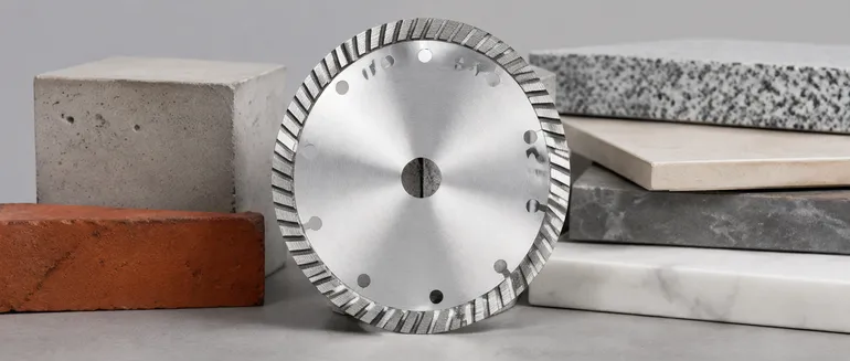 Turbo rim diamond blade with serrated continuous rim for multi-material cutting