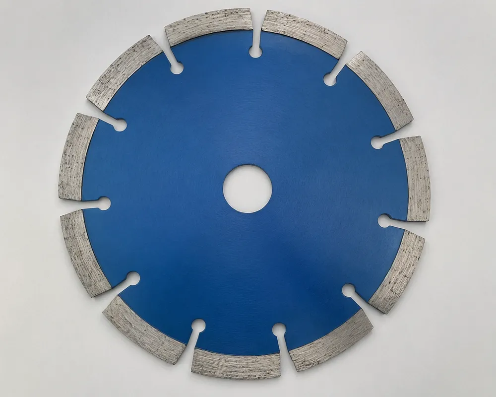 Segmented diamond cutting disc showing open gullet design between diamond segments