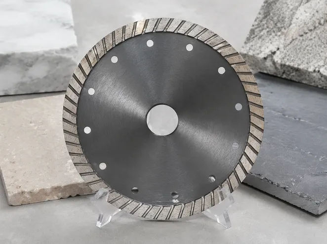 Turbo rim diamond blade for stone cutting