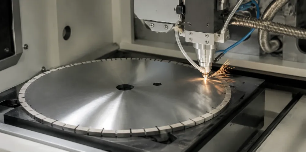 Laser welding process on thin diamond blade core at CLSEG factory