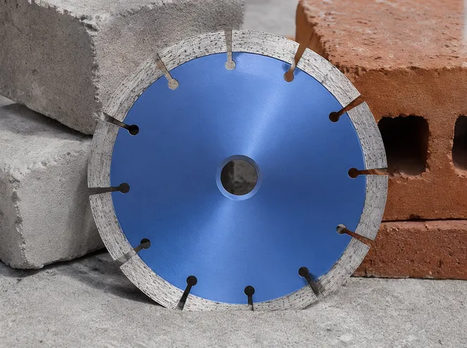 Segmented vacuum brazed diamond blade for fast cutting in concrete and masonry