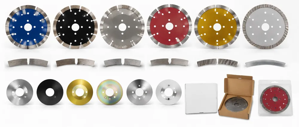 Wall chaser blade customization options — diameter, segment geometry, bond formula, core finish and packaging variations