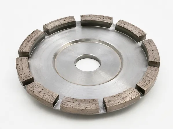 Segmented rim diamond grinding disc showing discrete abrasive segments with open gaps