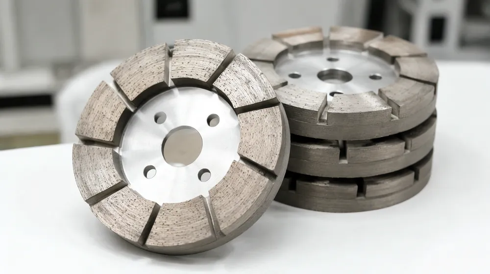 Segmented diamond grinding wheel with pre-formed slots — improved chip clearance for soft limestone and engineered quartz