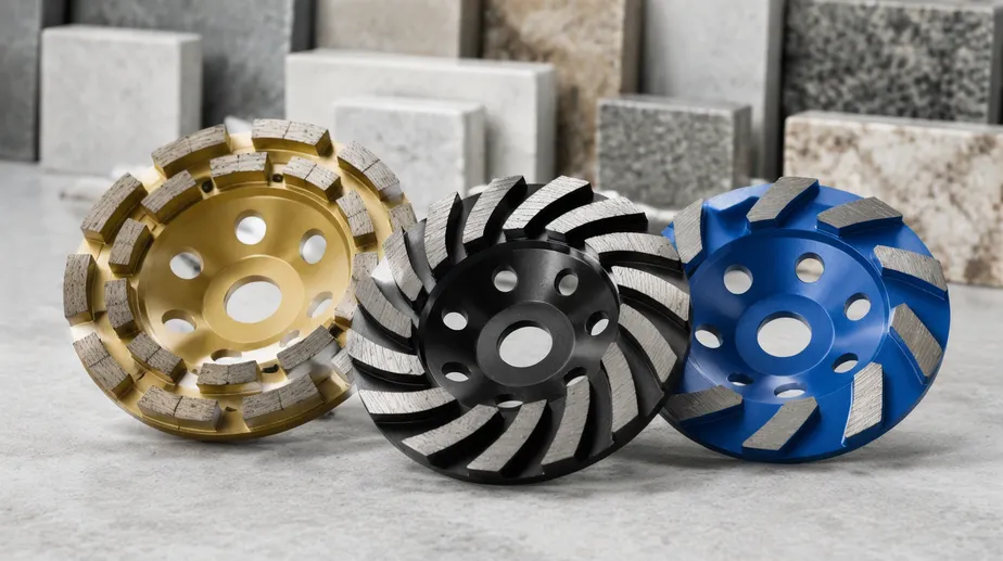 Cup grinding wheels for aggressive material removal on concrete and stone — CLSEG