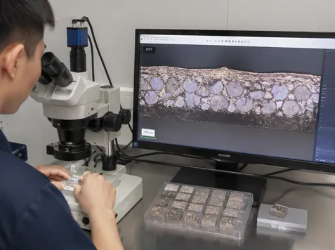 Cross-section inspection of ARIX segment verifying diamond position pattern integrity