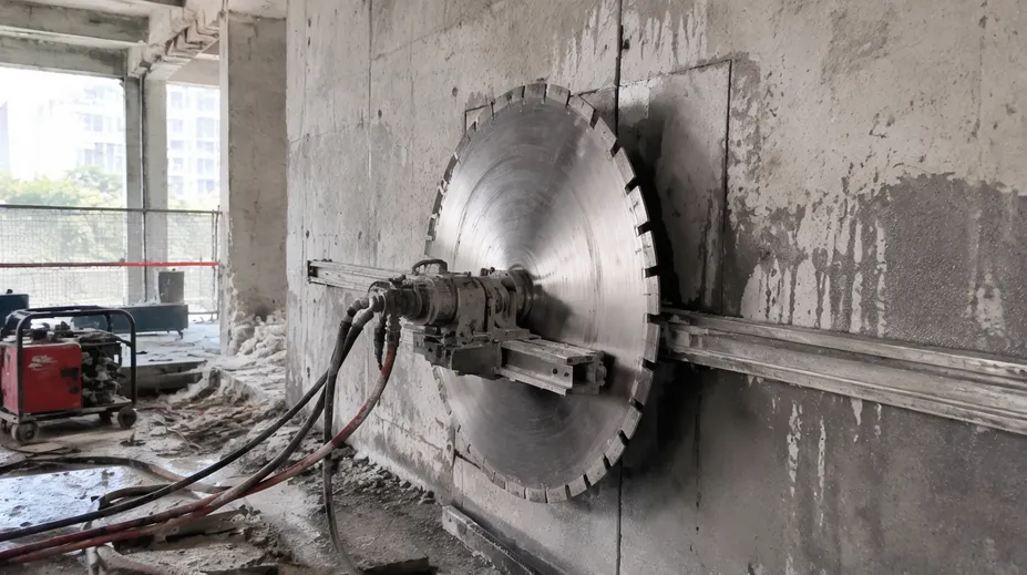 Concrete cutting blade used for controlled demolition in building renovation