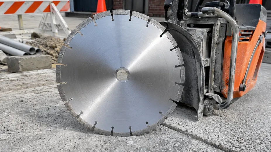Dry-cut laser-welded concrete blade used for utility repair cutting without water