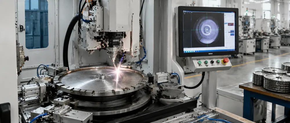 CNC laser welding production line with automated segment positioning and real-time weld monitoring