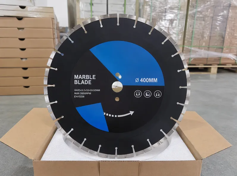 Custom marble saw blade with private-label laser printing and brand color coding