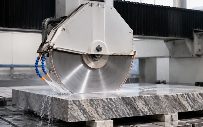 Diamond saw blade engineered for CNC stone processing centers cutting quartzite