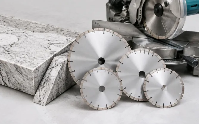 Small diameter diamond miter saw blade for quartzite edge profiling and miter cuts