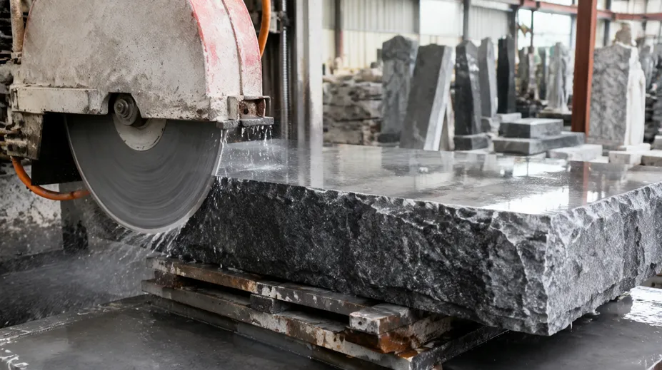 Precision quartzite cutting for memorial monument and heritage stone restoration work