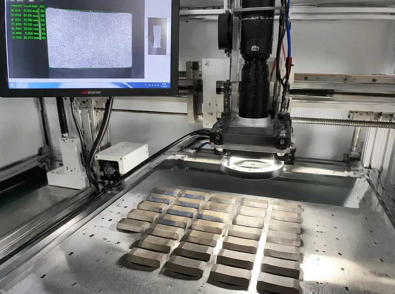 Automated sintering quality control inspection of quartzite diamond blade segments