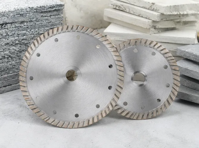 Laser-welded turbo diamond blade designed for dry cutting applications