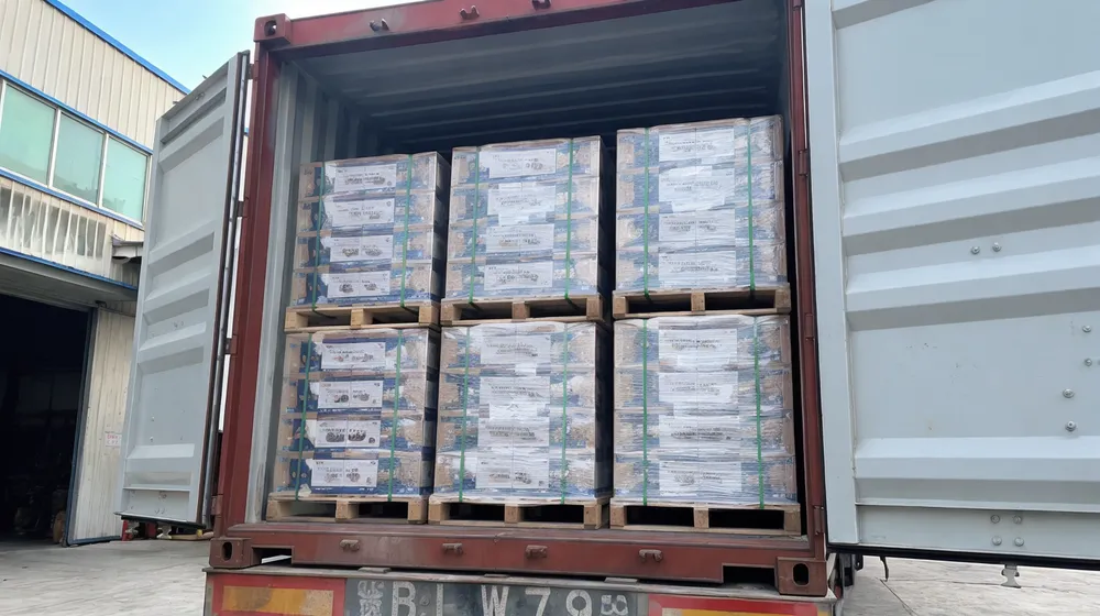 Palletized turbo diamond saw blades loaded into shipping container