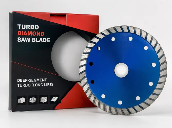 Custom private-label turbo diamond blade with distributor branding and packaging