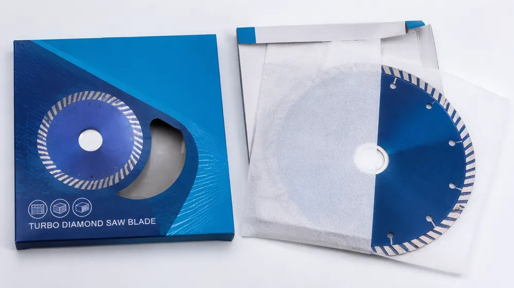 Turbo diamond saw blade individual color box packaging with protective sleeve