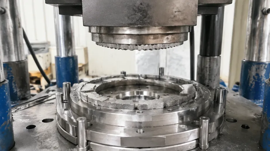 Turbo rim segment cold pressing with precision dies — wave pattern formed directly during pressing