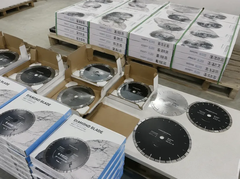 Private label diamond blades with custom branding and packaging ready for export