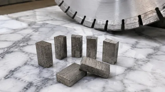 Iron-rich bond formula for marble and limestone gang saw segments