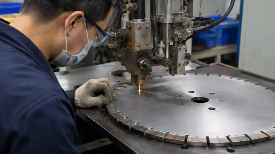 OEM blade manufacturer welding diamond segments onto steel core under private label