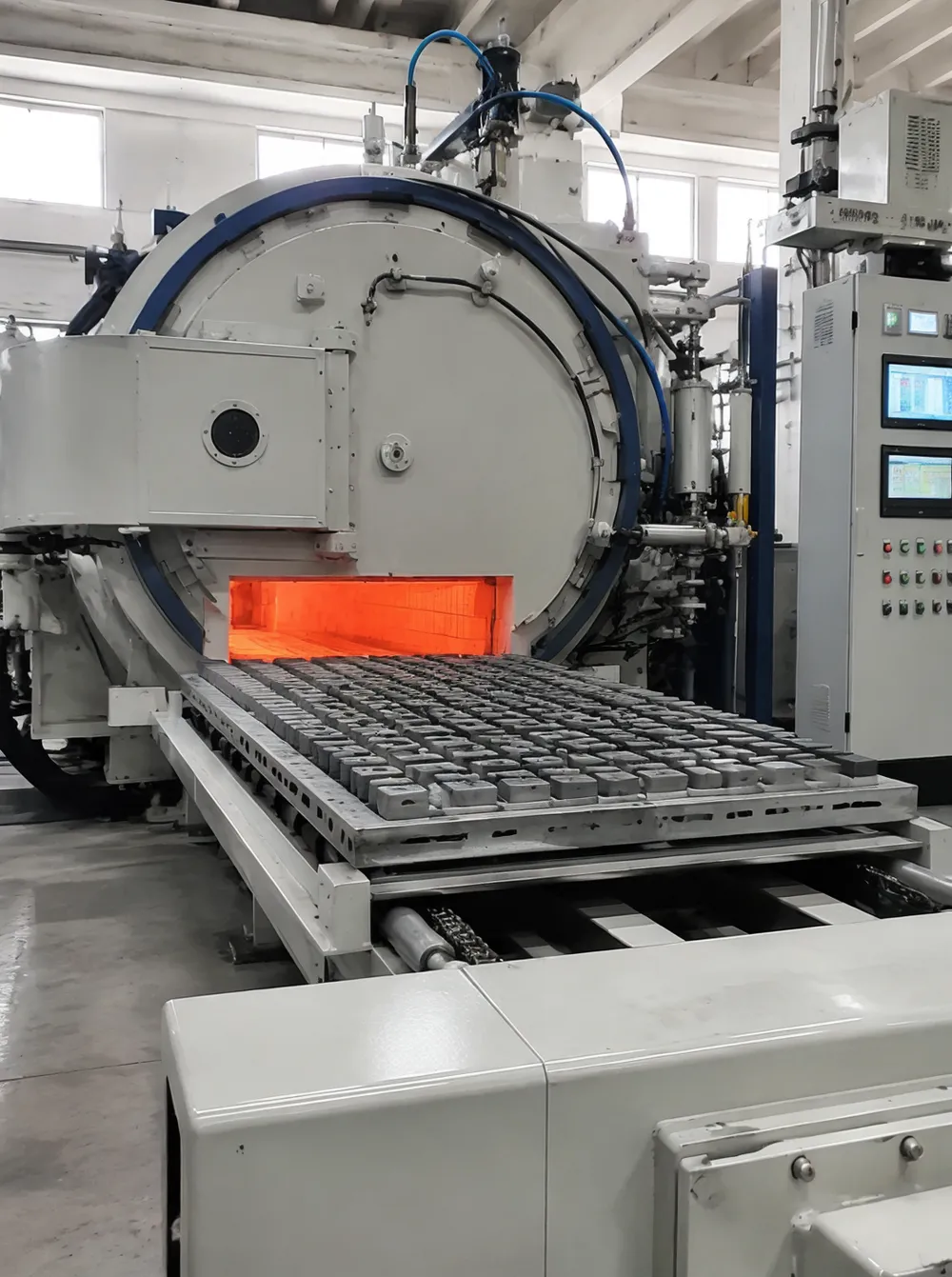 Diamond segment sintering process — automated furnace with programmable temperature profile for granite segment manufacturing