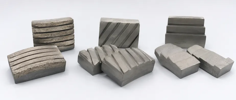 Custom diamond segments including Arix layered, turbo profile, and stepped-face geometries