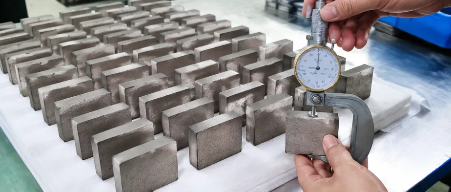 Gang saw diamond segments showing batch uniformity testing for multi-blade frame mounting