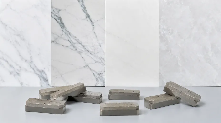 Diamond segments optimized for crystalline white marble varieties like Carrara and Sivec