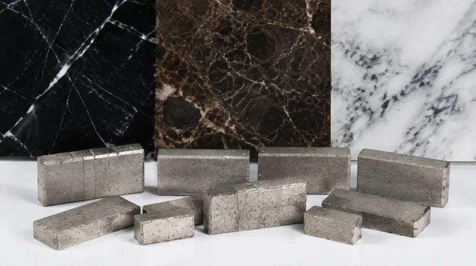 Diamond segments for dense compact marbles like Nero Marquina and Emperador Dark