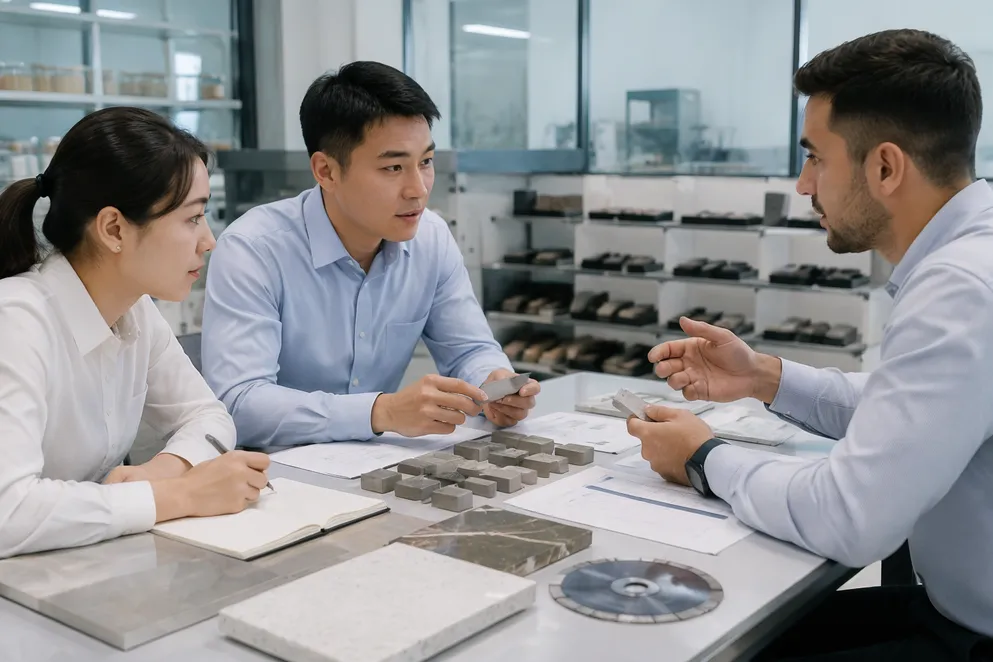 Custom marble diamond segment consultation and formula matching