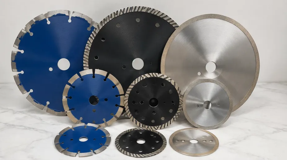 Diamond cutting discs in segmented, turbo, continuous rim configurations