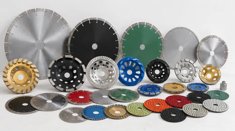 Diamond cup wheels and grinding discs for stone finishing