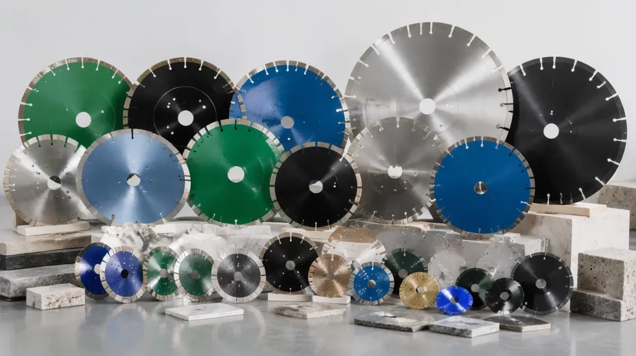 Diamond saw blade range including bridge saw, gang saw, and silent-core blades
