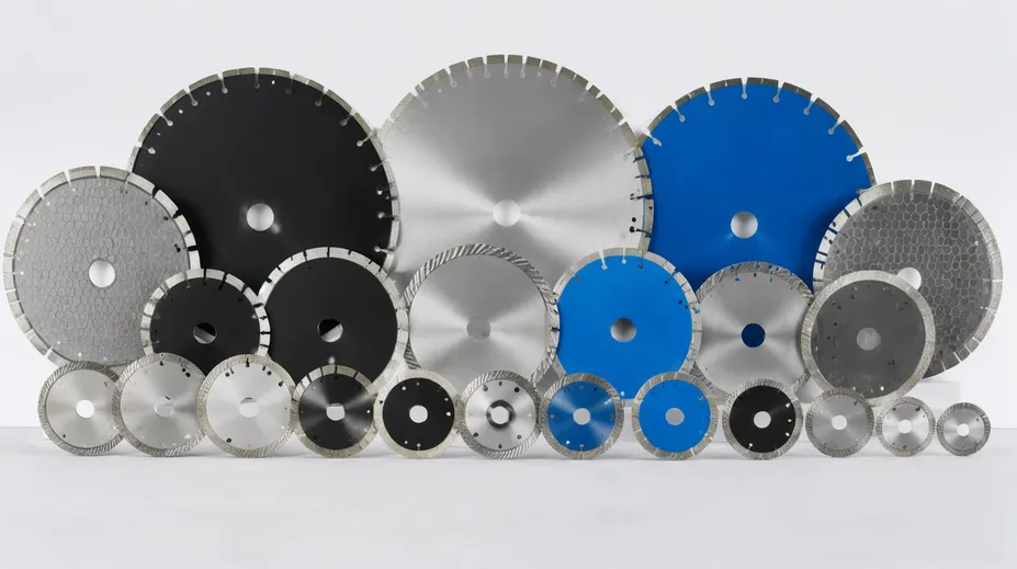 Complete tile blade program with multiple diameters and segment types